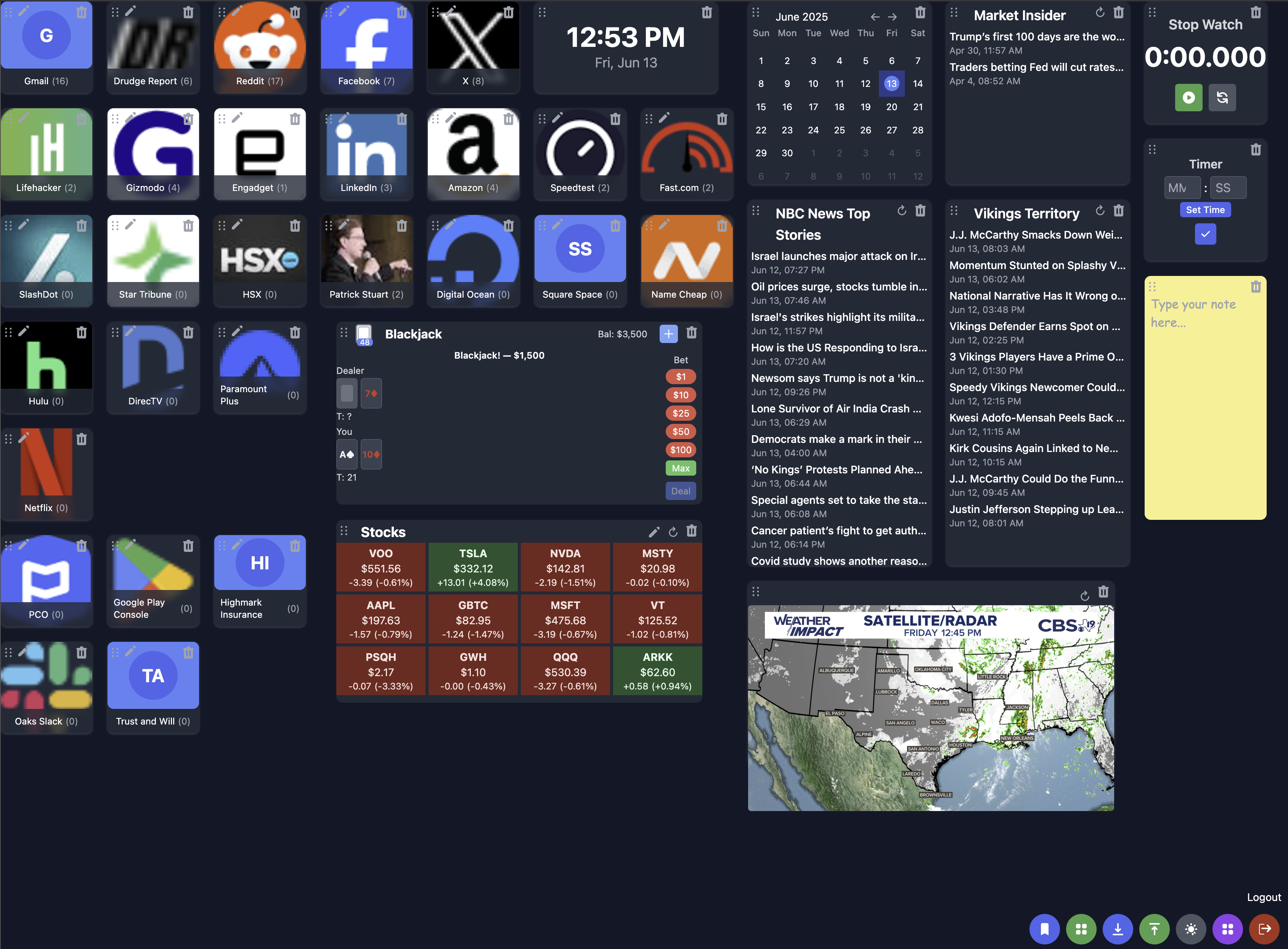 Bookmarks Dashboard App